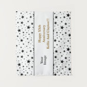 Angepasstes Weißes/Schwarzes Foto-Jubiläum Wandteppich (Vorderseite)