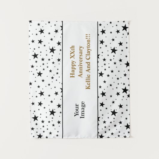 Angepasstes Weißes/Schwarzes Foto-Jubiläum Wandteppich (Vorderseite)