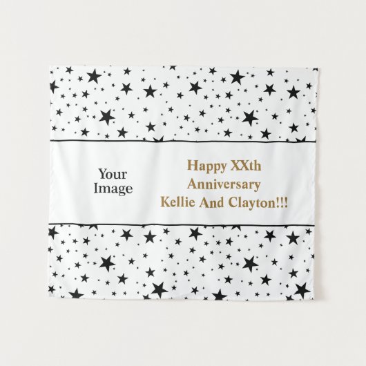 Angepasstes Weißes/Schwarzes Foto-Jubiläum Wandteppich (Vorderseite (Horizontal))