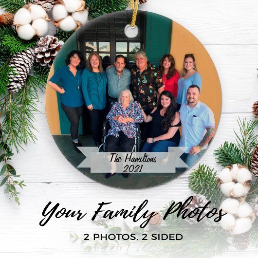 Angepasstes, zweiseitiges Foto Keramikornament