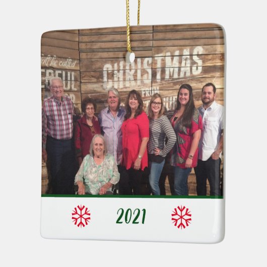 Angepasstes zweiseitiges Foto Snowflake Weihnachte Keramikornament (Links)