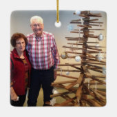 Angepasstes zweiseitiges Foto Snowflake Weihnachte Keramikornament (Rückseite)