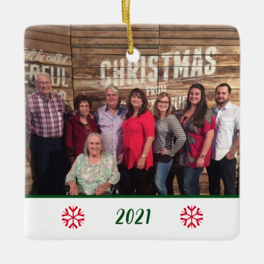 Angepasstes zweiseitiges Foto Snowflake Weihnachte Keramikornament (Vorderseite)