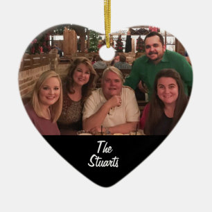 Angepasstes zweiseitiges Simple Black Family Foto  Keramik Ornament