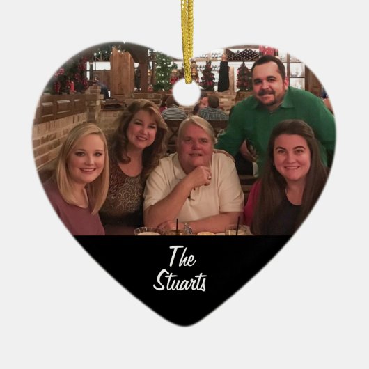 Angepasstes zweiseitiges Simple Black Family Foto Keramik Ornament (Vorne)