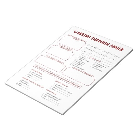 Anger Worksheet Notepad für Trauer und Wut Notizblock (angewinkelt)
