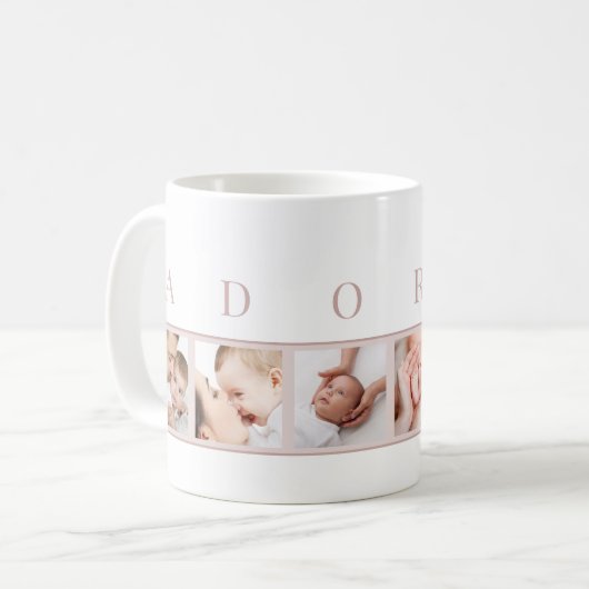 Angeratenes Baby-FotoCollage mit 6 Square Bildern Kaffeetasse (Vorderseite Links)