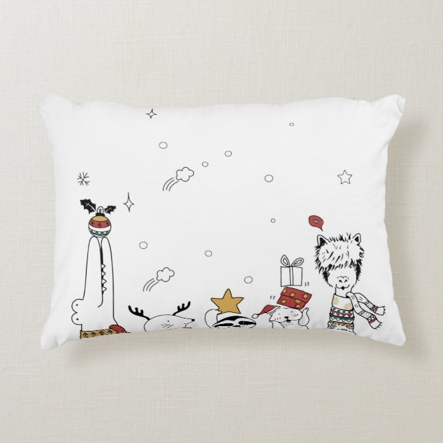 Angerautes Polyester Dekokissen (Vorderseite)