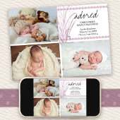 Angeregt 4 Foto Boho Pink Pampas Grass Birth Ankündigung