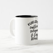 Angeregt durch Coffeine Chaos und Cuss Worte Zweifarbige Tasse (Vorderseite Links)