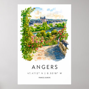 Angers Aquarell Vintage Reiseposter Ski Poster