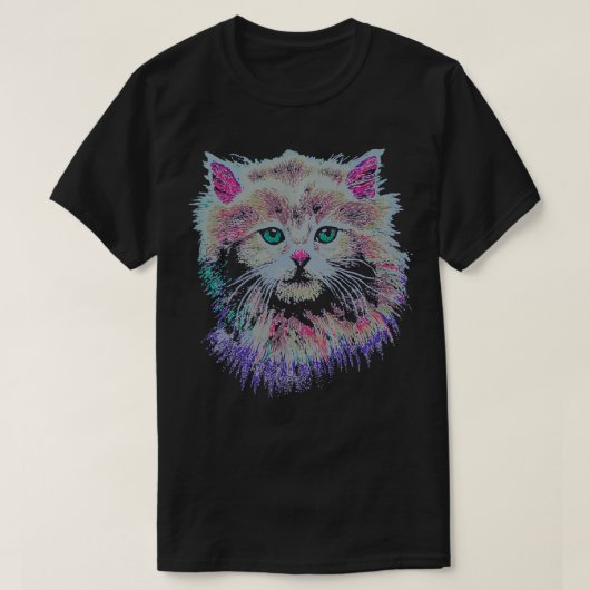 Angesagt 80er Crazy Lady Retro Cat T-Shirt (Design vorne)