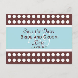 Angesagt-braun-blaue Save the Date Postkarte