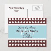 Angesagt-braun-blaue Save the Date Postkarte (Vorne/Hinten)