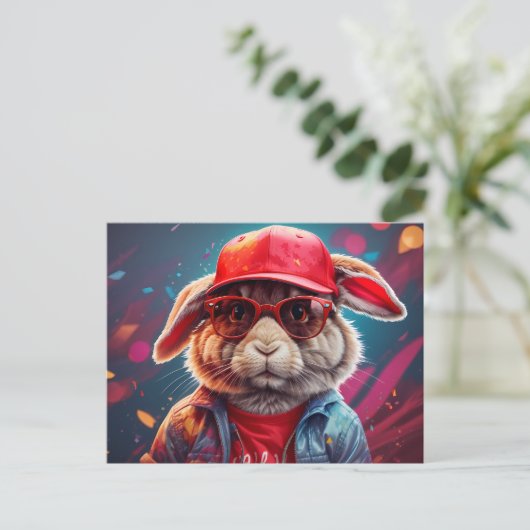 Angesagt Bunny | Postkarte (Stehend Vorderseite)