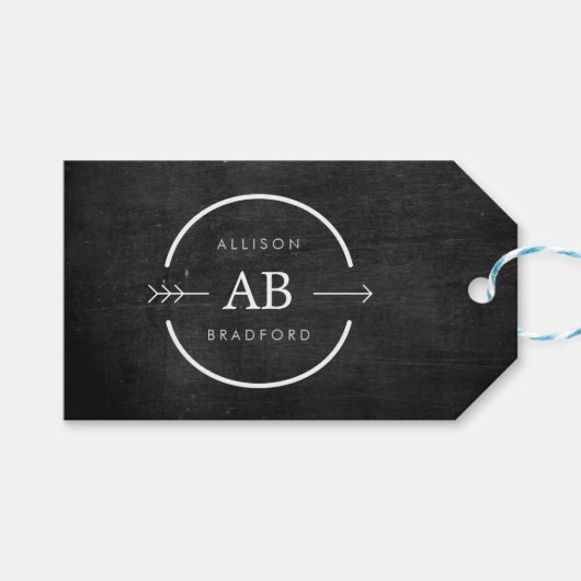 ANGESAGT- & EDGY-MONOGRAM-LOGO mit ARROW auf SCHWA Geschenkanhänger (Vorderseite (Horizontal))