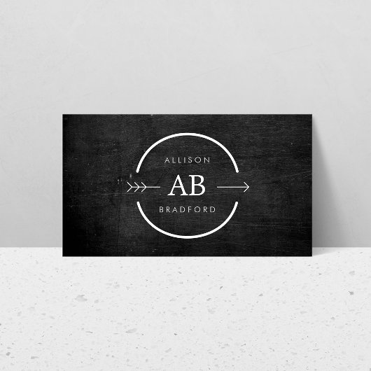 ANGESAGT- & EDGY-MONOGRAM-LOGO mit ARROW auf SCHWA Visitenkarte