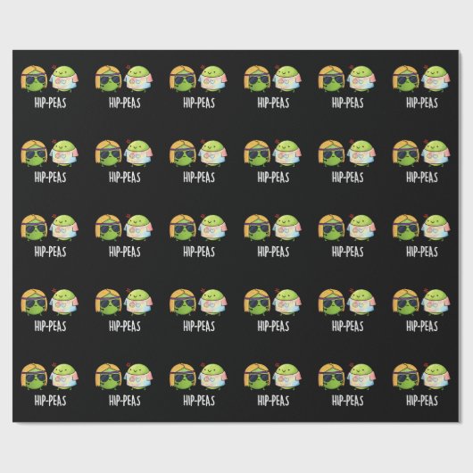 Angesagt-Erbsen Funny Hippie Peas Pun Dark BG Geschenkpapier (Flach)