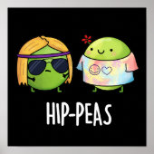 Angesagt-Erbsen Funny Hippie Peas Pun Dark BG Poster (Vorne)