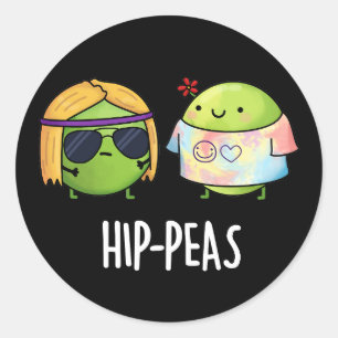 Angesagt-Erbsen Funny Hippie Peas Pun Dark BG Runder Aufkleber