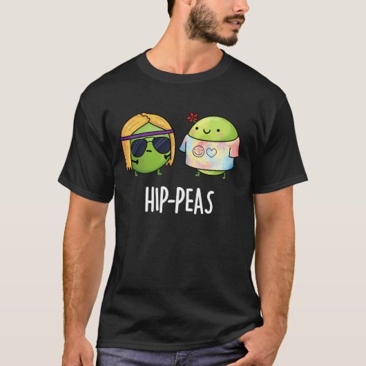 Angesagt-Erbsen Funny Hippie Peas Pun Dark BG T-Shirt (Vorderseite)