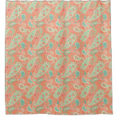 Angesagt Floral Coral Paisley Duschvorhang (Vorderseite)