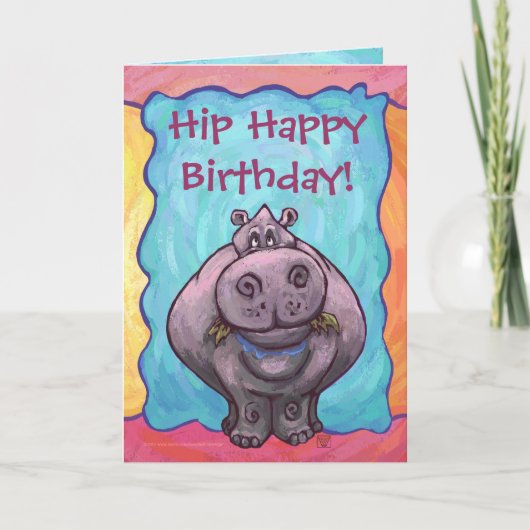 Angesagt Happy Hippopotamus Geburtstag Karte (Vorderseite)