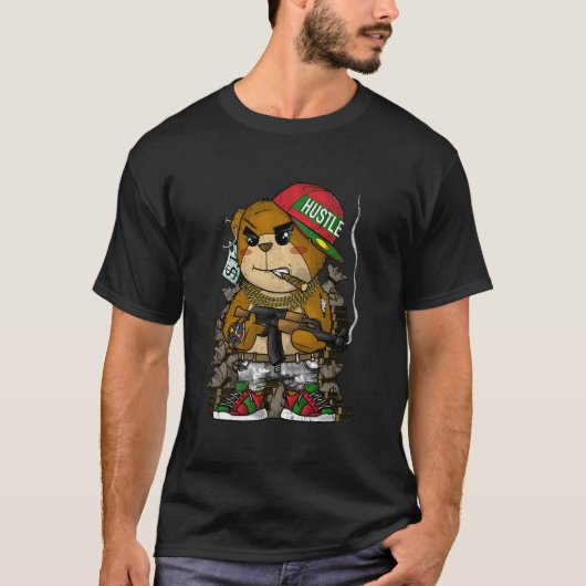 Angesagt-Hop Hipster Teddy Bear Rap Street Wear T-Shirt (Vorderseite)