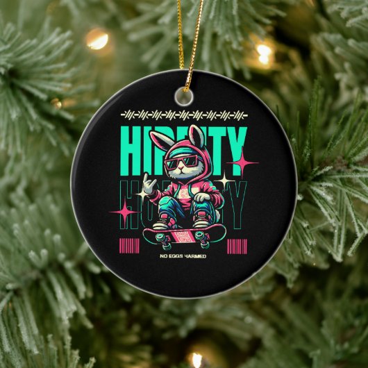 Angesagt-Hop-Hoppity - Skater Bunny Oster Keramik Ornament (Baum)