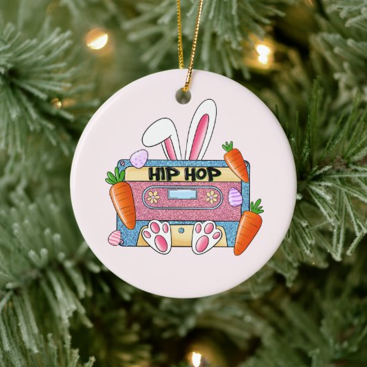 Angesagt-Hop Ostergeblasenes Mixtape - Retro Casse Keramik Ornament (Baum)