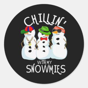 Angesagt-Hop Weihnachtsmusik Snowman Chillin mit m Runder Aufkleber