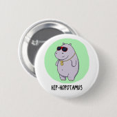 Angesagt-Hopotamus Funny Hippo Pun Button (Vorne & Hinten)