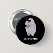Angesagt-Hopotamus Funny Hippo Pun Dark BG Button (Vorne & Hinten)