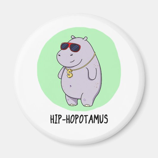 Angesagt-Hopotamus Funny Hippo Pun Magnet (Vorne)
