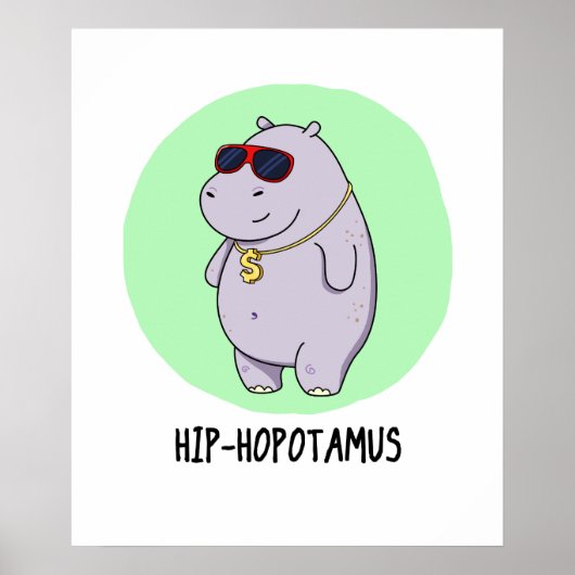 Angesagt-Hopotamus Funny Hippo Pun Poster (Vorne)