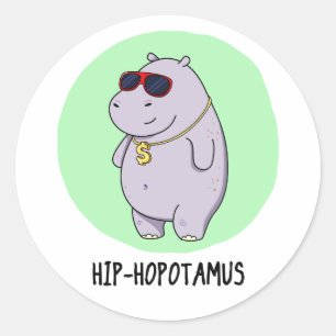Angesagt-Hopotamus Funny Hippo Pun Runder Aufkleber