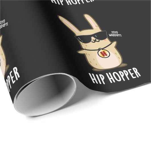 Angesagt Hopper Funny Bunny Rabbit Puck Dark BG Geschenkpapier (Rolleneckpunkt)