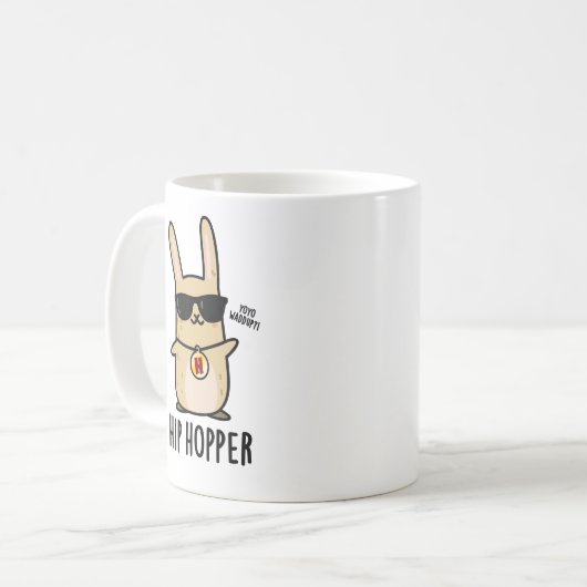 Angesagt Hopper Funny Bunny Rabbit Puff Kaffeetasse (Vorderseite Links)