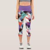 Angesagt Modernes Abstraktes Mosaikkunstmuster Capri Leggings (Vorderseite)