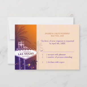 Angesagt Orange Lila Las Vegas Wedding RSVP Karte