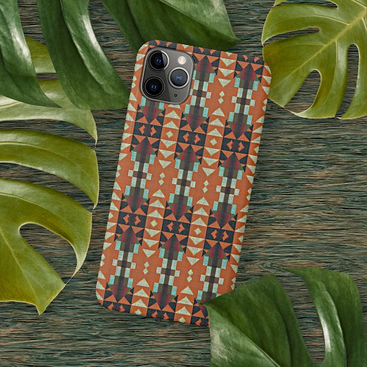 Angesagt Orange Red Türkise Green Blue Mosaik Art iPhone Hülle