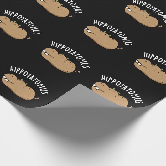 Angesagt-Potato-mus Funny Hippo Pun Dark BG Geschenkpapier (Ecke)