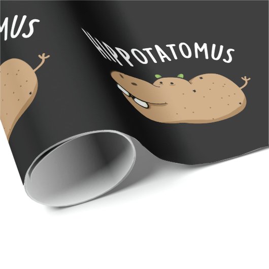 Angesagt-Potato-mus Funny Hippo Pun Dark BG Geschenkpapier (Rolleneckpunkt)