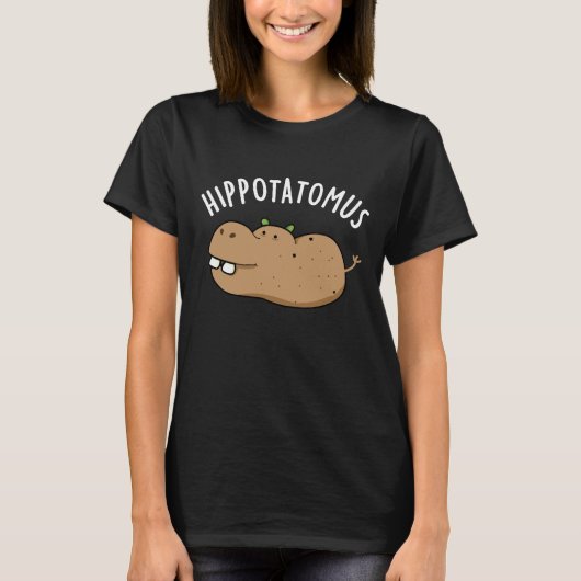 Angesagt-Potato-mus Funny Hippo Pun Dark BG T-Shirt (Vorderseite)