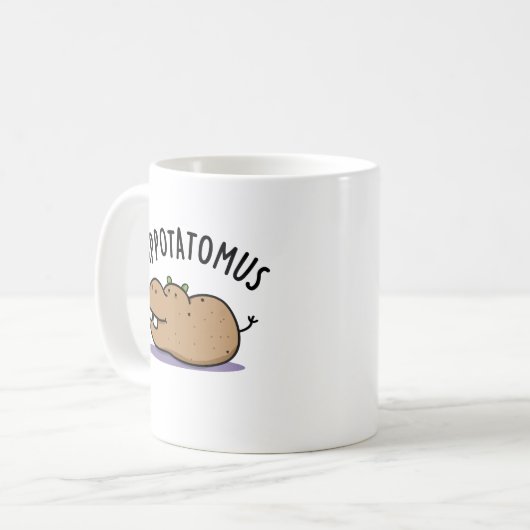 Angesagt-Potato-mus Funny Hippo Pun Kaffeetasse (Vorderseite Links)