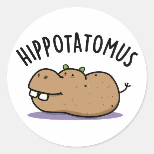 Angesagt-Potato-mus Funny Hippo Pun Runder Aufkleber