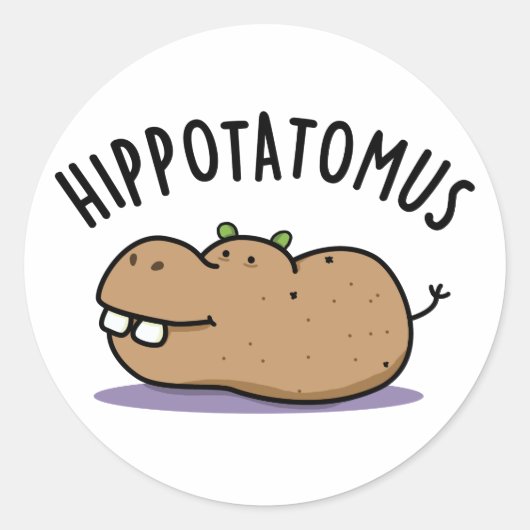 Angesagt-Potato-mus Funny Hippo Pun Runder Aufkleber (Vorderseite)