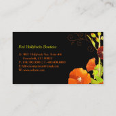 Angesagt Red Hollyhocks Black Monogram Visitenkarte (Rückseite)