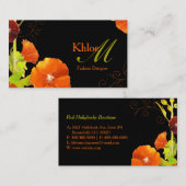 Angesagt Red Hollyhocks Black Monogram Visitenkarte (Vorne/Hinten)