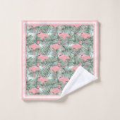 Angesagt rosa Flamingoes Palm Leafs Muster Custom Badhandtuch Set (Waschlappen)